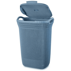 Genérico - Cesto Ropa Sucia Khipu 60L Con Tapa Color Azul Acero