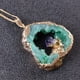 thumbnail image 1 of 1pc Natural Crystal Hole Hollow Slice Pendant Inlaid With Amethyst Tooth Gilt Edge Electroplating Colorful Irregular Sweater Necklace, 1 of 3