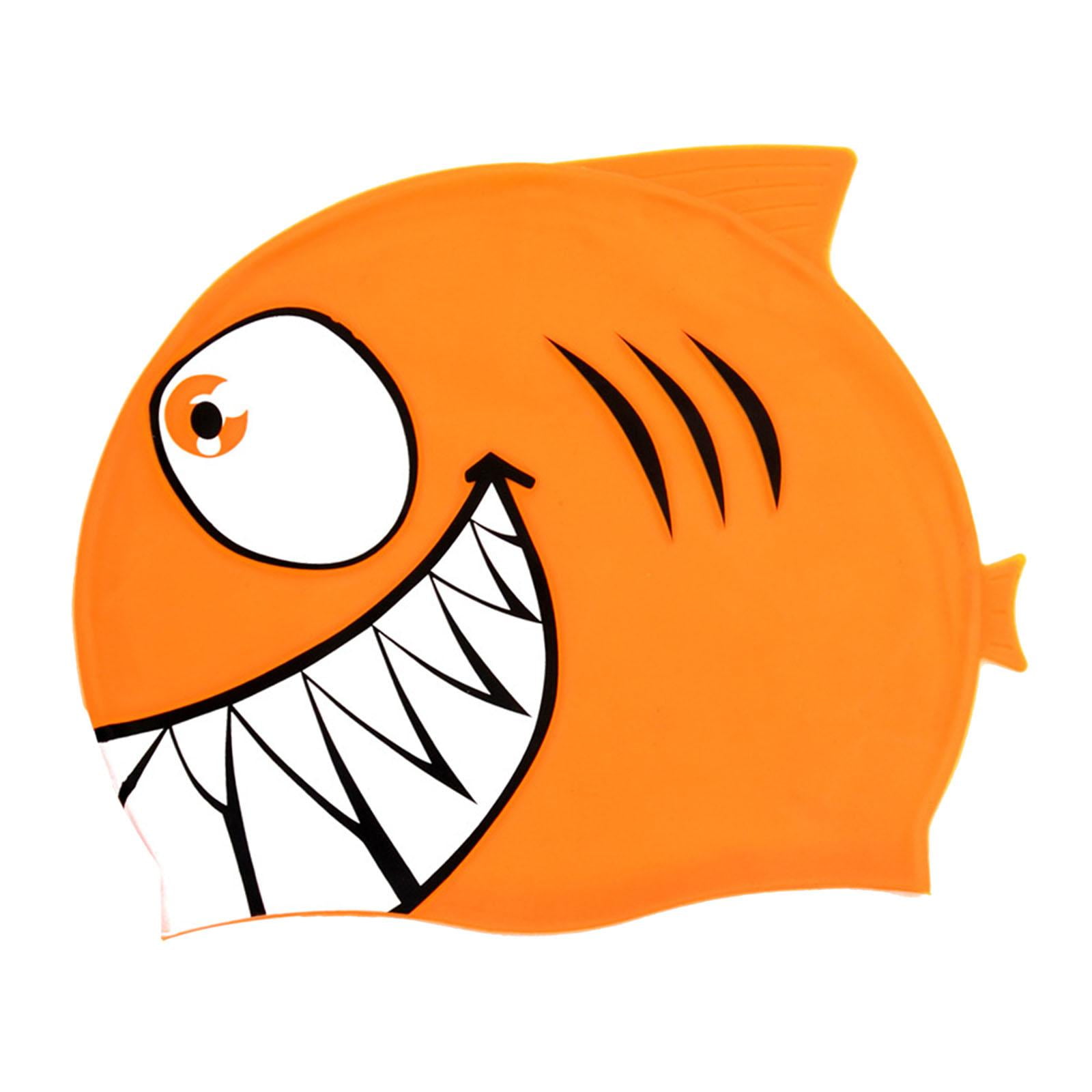 Magideal - Forma De Pescado Gorra De Natación Gorro De Trajes De Baño Lindo Cómodo Fácil De Poner Y Apagar Ropa De Baño Para Niños Para Niños Adolescentes Niñas Naranja