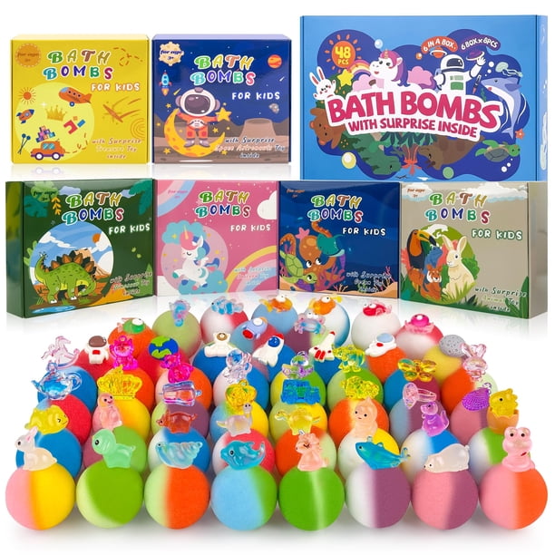 Juego de bombas de baño BYGGVIR, 48 unidades, para niños, con interior de juguete y aromas
