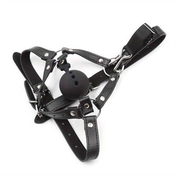 Sexy Leather Harness with Nose-Hook and Mouth Plugs - Perfect for BDSM Play and Role-Playing