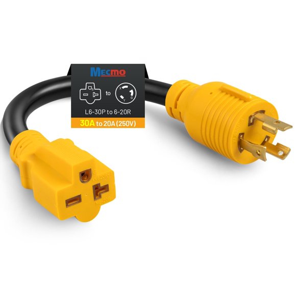Adaptador MECMO L6-30P a 6-20R, 30 A, 250 V, cable de 30 cm