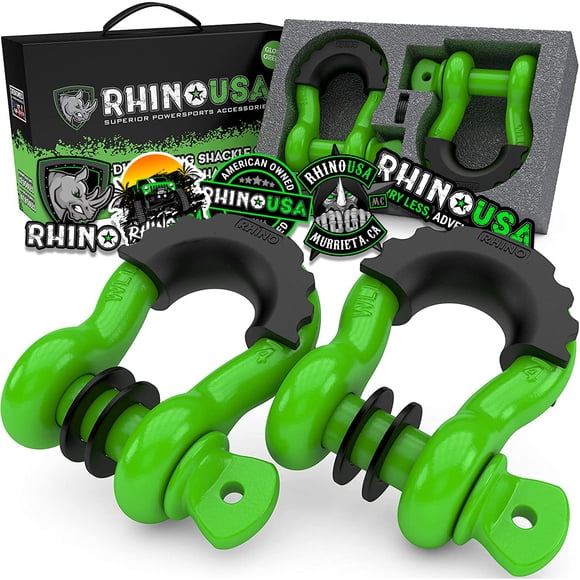 Grilletes D Ring Rhino USA 3/4" de alta resistencia, paquete de 2