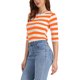 thumbnail image 4 of INSPIRE CHIC Camiseta Básica de Mujer con Mangas al Codo Cuello Redondo Ajustada Regreso a Clases Camiseta Casual Estampada Naranja Blanco L, 4 of 6