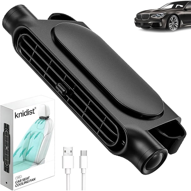 Ventilador asiento coche trasero USB recargable enfriamiento cuello 3 velocidades niños adultos