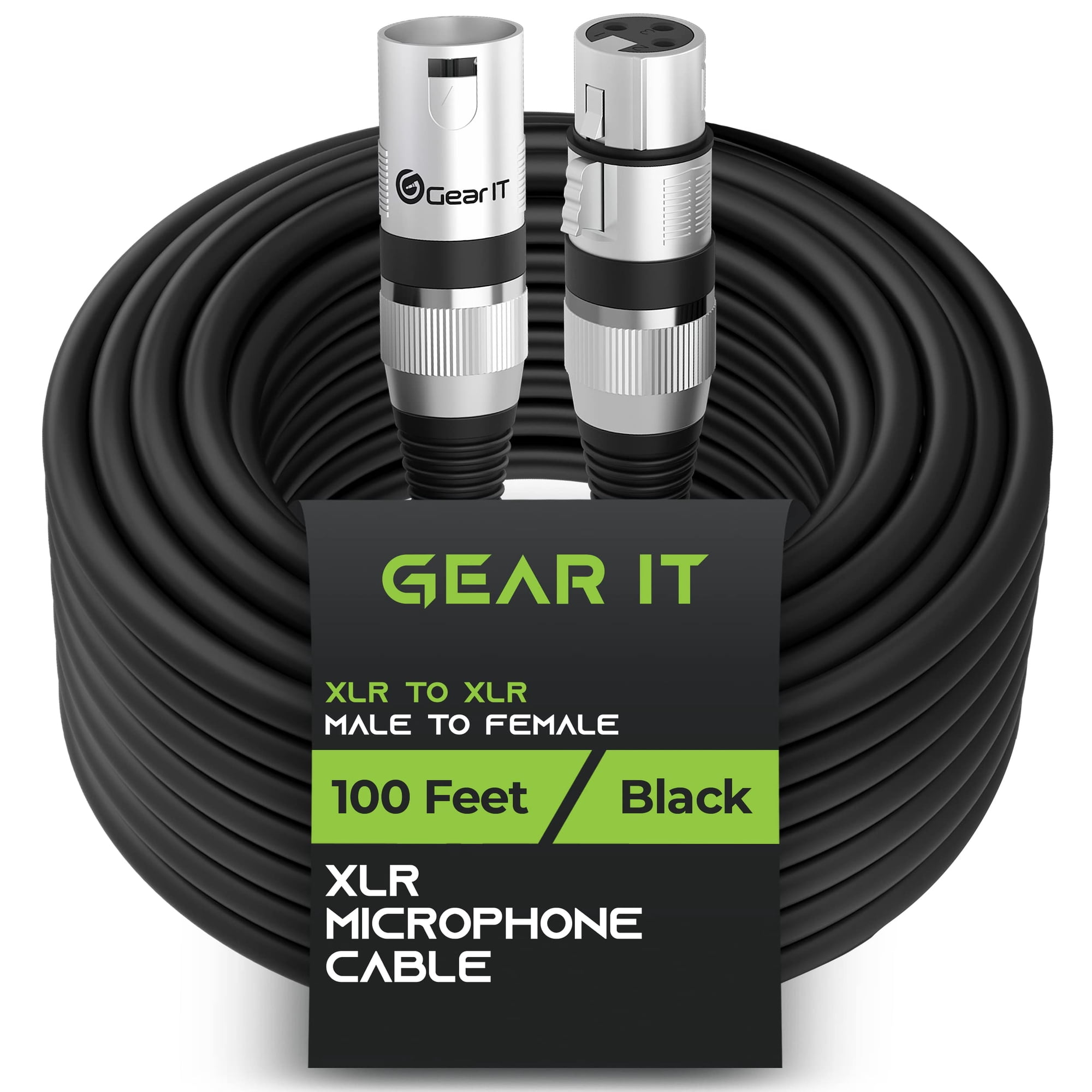Cables Xlr Gearit Para Micrófono Macho A Hembra, 3 Pines, 30 M, Color Negro