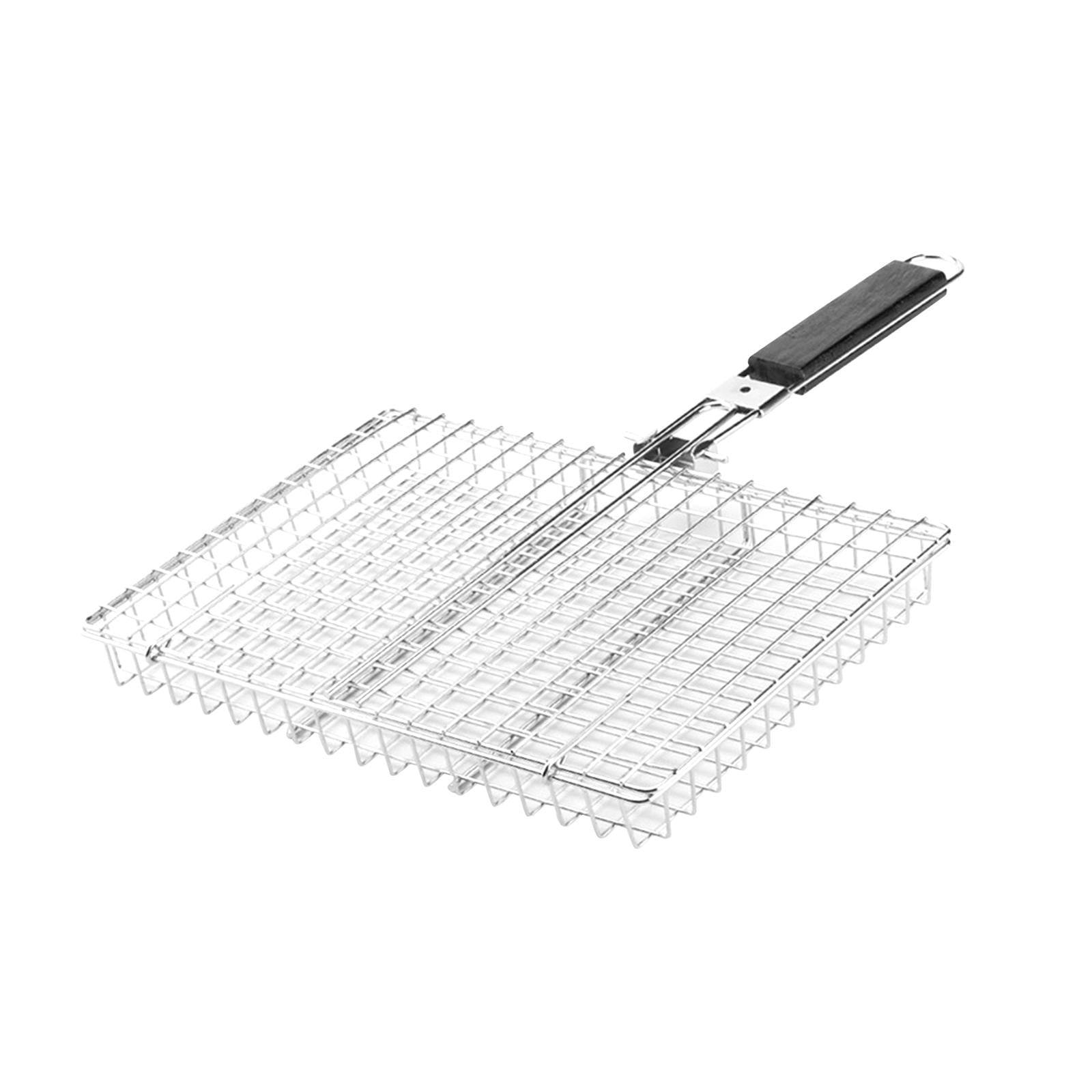 Magideal - Cesta Para Asar Pescado Para Barbacoa, Accesorios Para Cesta De Parrilla, Mango De Madera, Rejilla Para Parrilla Portátil Y Duradera, Red Para Parrill