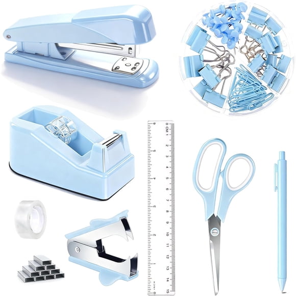 Set Accesorios Escritorio Azul 9 Piezas Plástico