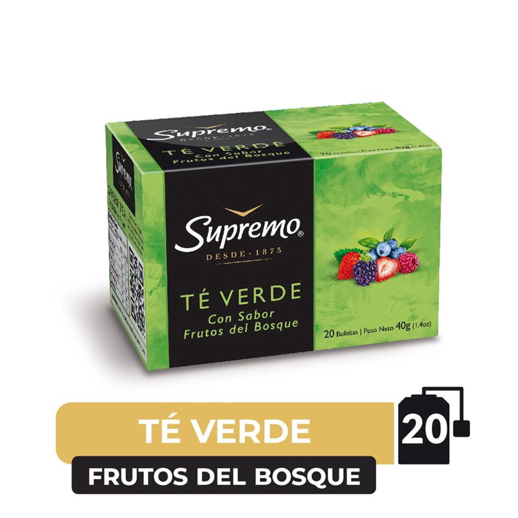 Té Verde Frutos Del Bosque Caja 40 g Supremo