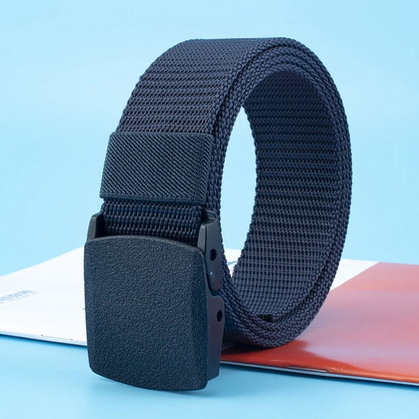 Men's Nylon Canvas Belt Plastic Buckle Metal-Free Military Tactical Waist Belt Outdoor Hiking Web Webbing Belt