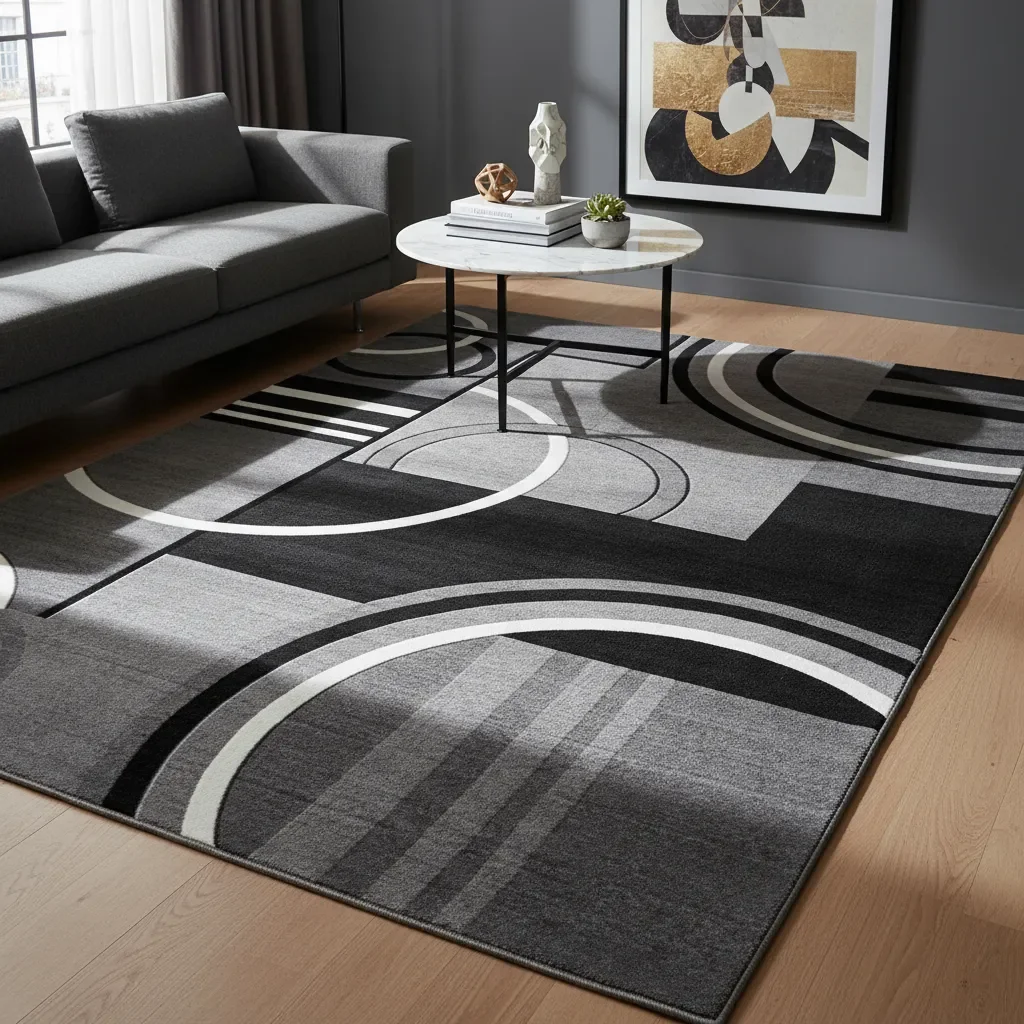 Casadeliacl - Alfombra Pasillera 3d Wm 60x180 Cm Decorativa 1.8 M 60 Cm Blanco Circulo Blanco Con Gris