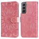 thumbnail image 2 of Funda tipo cartera FOXDOCK para Samsung Galaxy S21 , diseño girasol en relieve, cuero PU, cierre magnético, soporte y tarjetero, 2 of 5