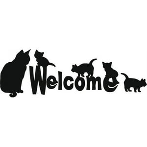 Rienda Libre Graphics - Decomural Welcome Sign House Cats Ws-15792