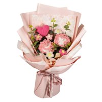 Bothyi - Ramo De Claveles De Ganchillo, Ramo De Punto Hecho A Mano Para Regalo Del Día De La Madre, Hogar, Rosa