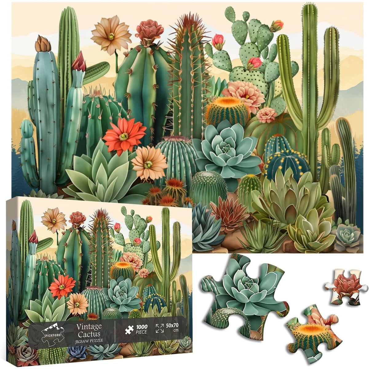 Puzzle Pickforu Vintage Cactus 1000 Piezas 50x70cm