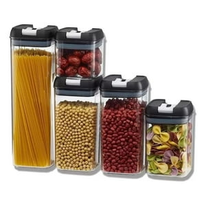 Genérico - Set 5 Contenedores Alimento Herméticos Plástico Negro