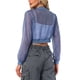 thumbnail image 3 of INSPIRE CHIC Chaqueta Bomber Crop para Mujer de Malla Transparente Ligera con Mangas Largas S Azul Gris, 3 of 6