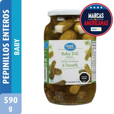 Pepinillos Enteros Mostaza Y Especias Drenado 590 G - Neto 1000 G Great Value
