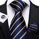 thumbnail image 2 of Corbata Seda Hombres, Paño Y Colleras. Modelo Blue Golden Azul Rayas 150 Cm, 2 of 7