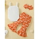 thumbnail image 3 of Girls AUNTIE IS MY BESTIE Letter Print Cami Romper + Floral Print Flared Pants + Headband Set, Trendy Baby Clothes, 3 of 5