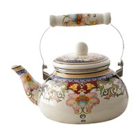 Magideal - Hervidor De Té Esmaltado, Hervidor De Agua, Calentador De Agua Y Leche Con Tapa, Cafetera Multifuncional De 2,5 L Para Agua Fría, Cocina, Café Casero Estilo E