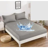 Casadeliacl - Cubre Colchón Impermeable 200X180 Cm - Protector Gris Oscuro Unicolor 2.5 Plazas