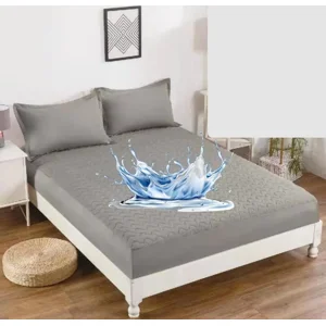 Casadeliacl - Cubre Colchón Impermeable 200X180 Cm - Protector Gris Oscuro Unicolor 2.5 Plazas