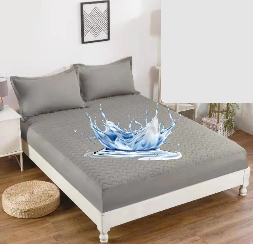 Casadeliacl - Cubre Colchón Impermeable 200X180 Cm - Protector Gris Oscuro Unicolor 2.5 Plazas