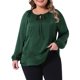 thumbnail image 1 of Agnes Orinda Conjuntos de Halloween para Mujeres Blusas de Talla Grande con Lazo Frontal y Abertura Manga Larga Camisa Elegante 2025 Blusa de Otoño 1X Verde, 1 of 6