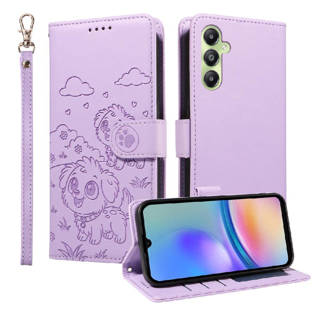 Funda Billetera Foxdock Compatible Con Samsung Galaxy A05S, Diseño Perrito Tierno, Ranuras Para Tarjetas Y Soporte Plegable