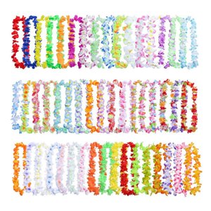 Magideal - Collar De Flores Tropicales Con Leis Hawaianos Para Hombres Y Mujeres, Collares De Flores Artificiales Para Fiestas Temáticas De Hawái, Graduación Y B 50 Pcs