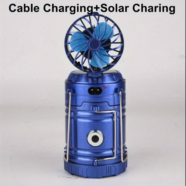 1pc 4-In-1 Solar Rechargeable Lantern With Fan And Mobile Phone Charging Port, Outdoor Camping Lamp Solar Multifunctional Household Portable Strong Light Emergency Lantern