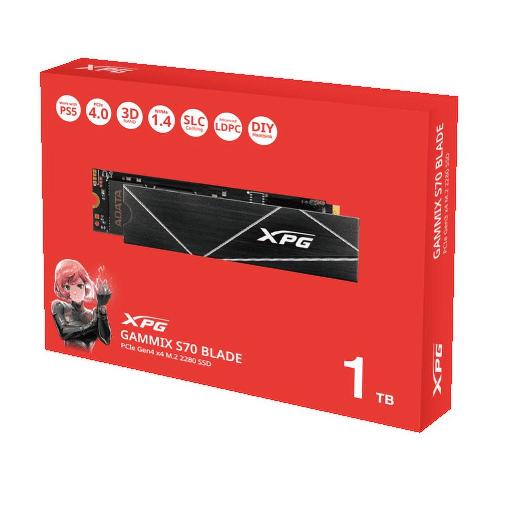 Xpg - Unidad Ssd Gammix S70 Blade, 1tb, M.2 2280, Nvme Pcie 4.0, Lec. 7400mb/s Esc. 5500mb/s