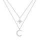 thumbnail image 3 of Collar HESHPAWS Doble Capa Estrellas y Luna Plata 925 Mujer, 3 of 3
