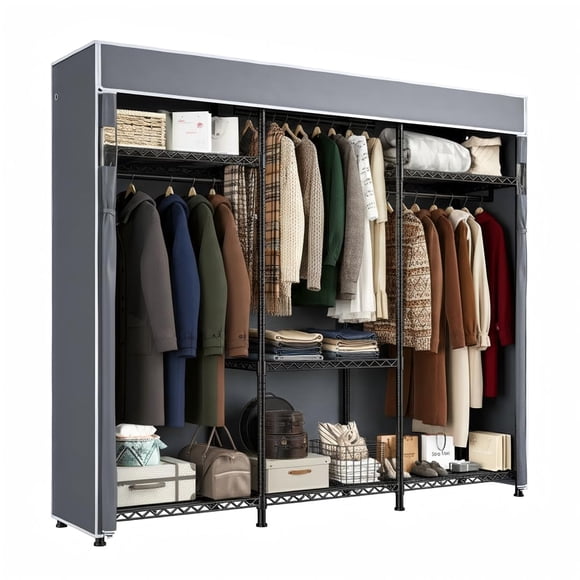 Perchero Raybee con funda, 40 cm x 142 cm x 191 cm, gris
