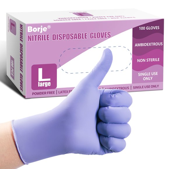 Guantes de examen Borje talla grande, 100 uds, azul iris, nitrilo