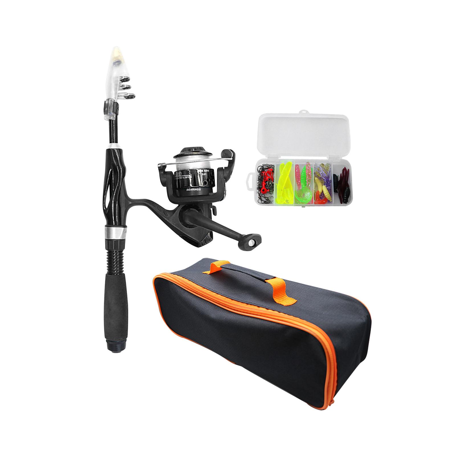 Magideal - Caña De Pescar Y Carrete Para Niños, Caña De Pescar De Viaje Para Niños Con Bolsa De Transporte, Combinación De Caña De Pescar Y Carrete Para Niños Y Negro