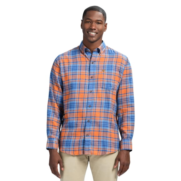 Camisa Izod Stratton de franela para hombre, manga larga, XL, marrón