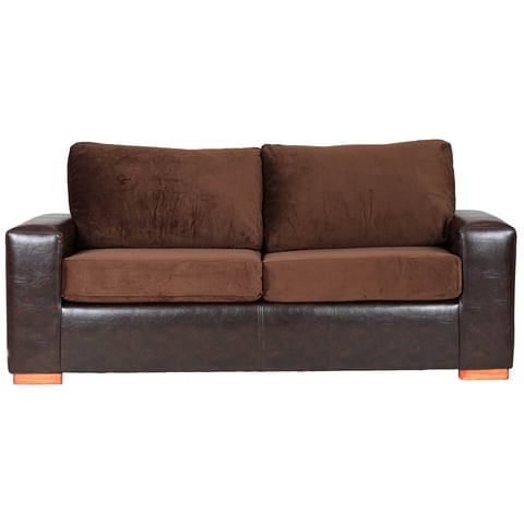 Muebles América - Sofá Infinity 3 Cuerpos Pu Café/Felpa Café