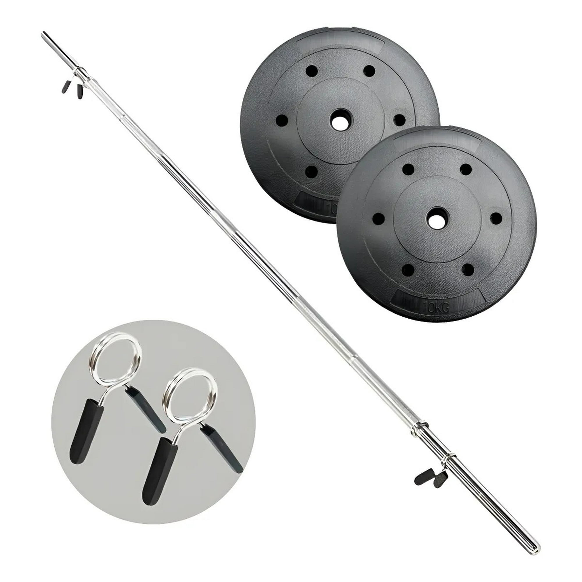 Linea Sport - Barra Preolímpica 120 Cm Cromada Con 20 Kg En Discos Pvc