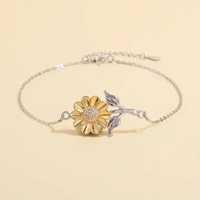 Genérico - Pulsera Plata 925 Girasol Flor Mujer