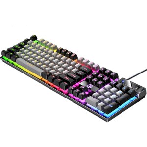 Magideal - Mecánico Para Juegos Con Cable, Rgb Retroiluminado Usb 104 Teclas Respuesta Rápida Controles Multimedia Cómodos, Para Computadora De , Gris Negro