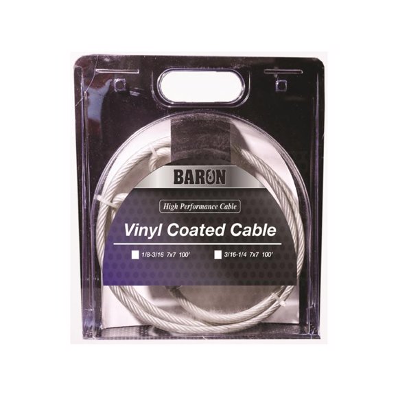 Aeronave Cable Baron de 3/16-1/4 pulgadas Recubierto de vinilo de profundidad x 100 pies de largo