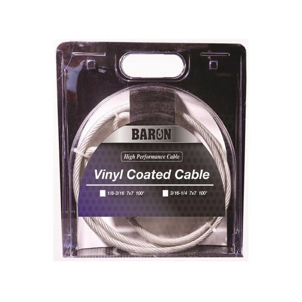 Aeronave Cable Baron de 3/16-1/4 pulgadas Recubierto de vinilo de profundidad x 100 pies de largo
