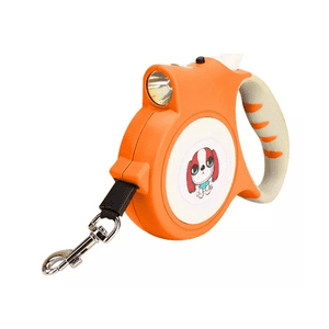 Importclick - Correa Mascota Perro Retráctil Automática 5 M Linterna Led Naranjo