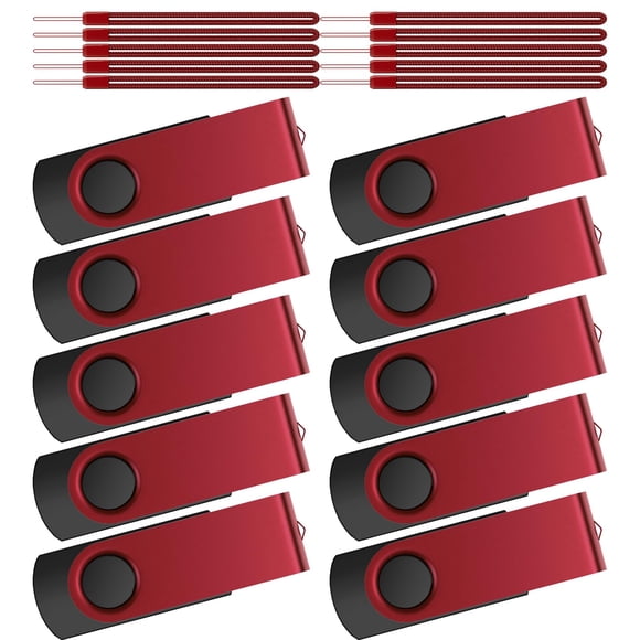 Unidad flash Kepmem de 16 GB, paquete de 10 unidades, giratorias, USB 2.0, con cordones