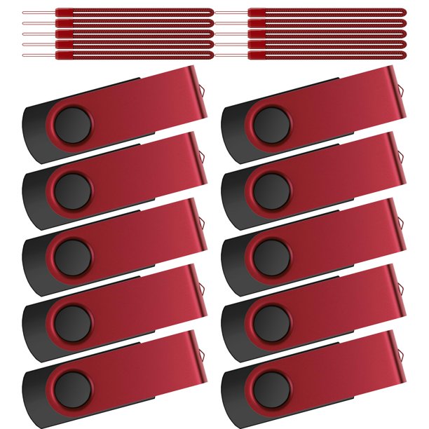 Unidad flash Kepmem de 16 GB, paquete de 10 unidades, giratorias, USB 2.0, con cordones