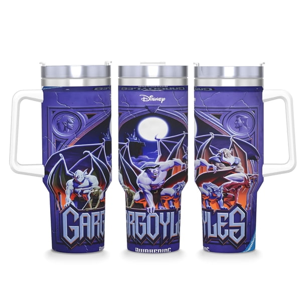Gárgolas Vaso aislado de acero inoxidable con asa, diseño temático, regalo para familia, amigos y fans; incluye pajita y encaja en el portavasos estándar, 40 oz