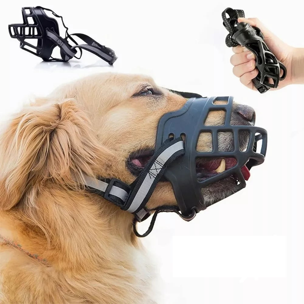 Defensor Forever - Bozal De Goma Refrectante Para Perros Grandes Xl Talla 6 Negro