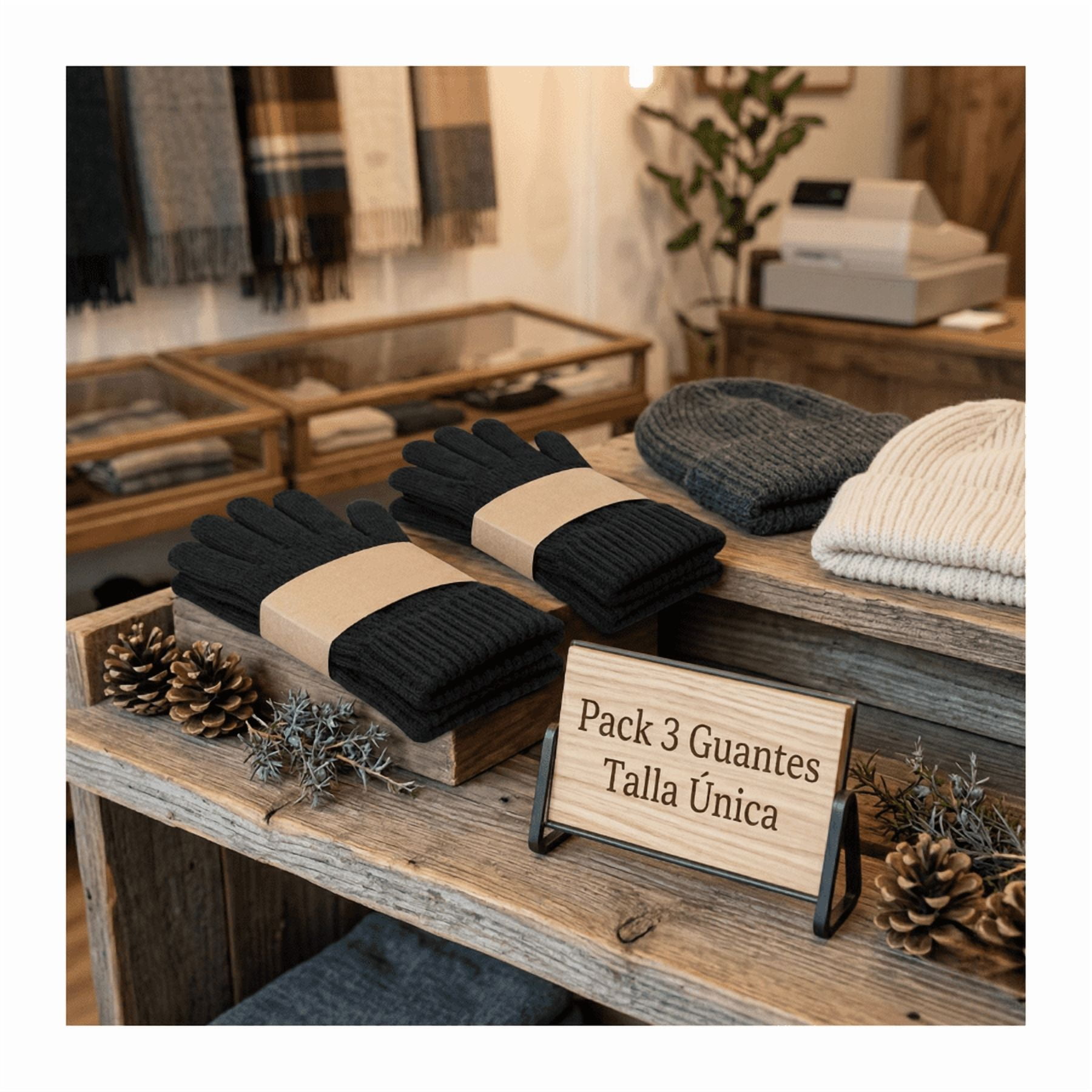Genérico - Pack 3 Guantes De Lana Térmico Para El Frío Con Chiporro